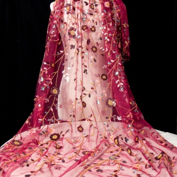 High-Quality Red Sparkle Mesh Fabric Dress Manufacturer Outlet: Perfect for Home Decor and Fashion