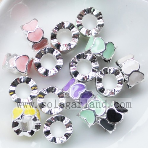 Wholesale Silver avec de l’huile colorée dégoulinant Chunky perle coeur