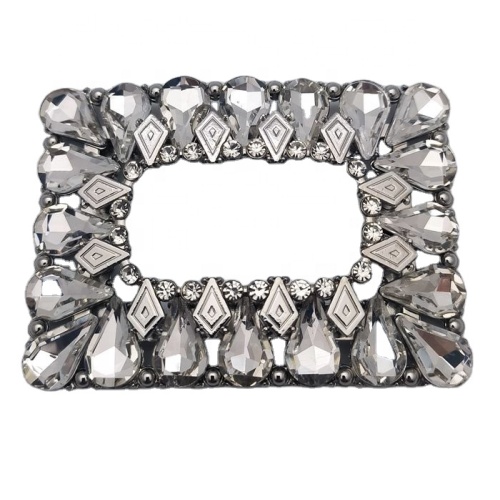 Boucle de chaussure quadrangulaire de haute qualité avec pierre