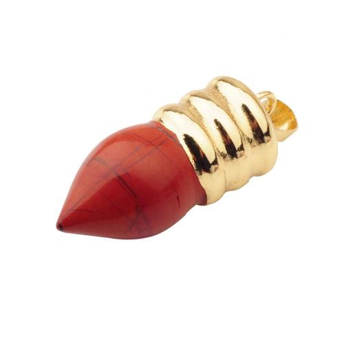 Natural Lamp Bulb Gemstone Red Jasper Pendant Plated Gold