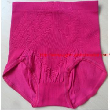 seamless high waist strong elastic briefs with lace in leg opening
