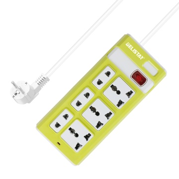 Gelistar Factory Wholesale Universal Power Socket 6 Outlets 2 Meters Wire