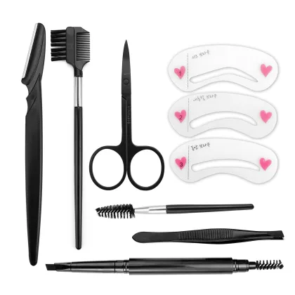 Makeup Grooming Kit: Brush, Comb, Scissors & Eyebrow Tools