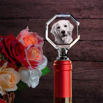 Custom Laser Engraved Photo Frame Crystal Wine Stoppers - Unique Glass Bottle Stopper Souvenirs
