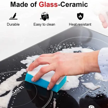 2 Burner Infrared Electric Cooker with Digital Controls and Earthen Ceramic Surface