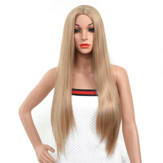 MYZYR straight hair high-quality synthetic wigs, 30-inch heat-resistant wigs of various colors, golden synthetic wigs