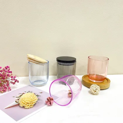 Wholesale Colorful Round Arc Glass Wine Jars for Candle Making