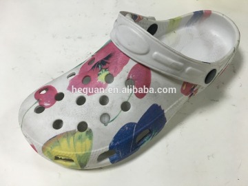 Cheap promotion EVA garden clogs/slippers with printing(12HG13020