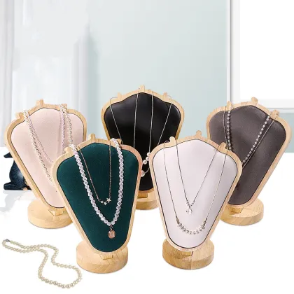Bamboo and Wood Necklace Display Stand for Jewelry Packaging & Display