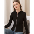 Women Knitted Zip Up Cardigan Ladies