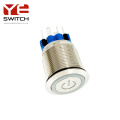 Yeswitch 22mm مضاءة مضيئة زر الدفع المعدني