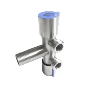 SS304シングルインレットダブルアウトレットダブルコントロールビデバルブバスルームアクセサリートイレスリーウェイアングルバルブ