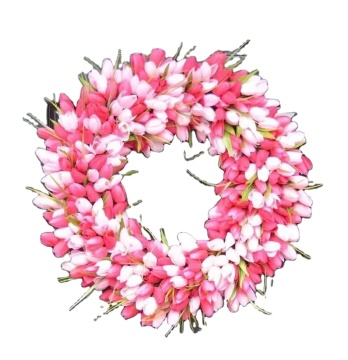 Mother's Day Special: Artificial Tulip Garland - 18inch Handcrafted Wreath for Window and Door Decor