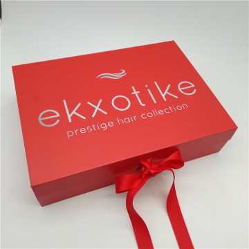 Hair extension packaging box with satin
