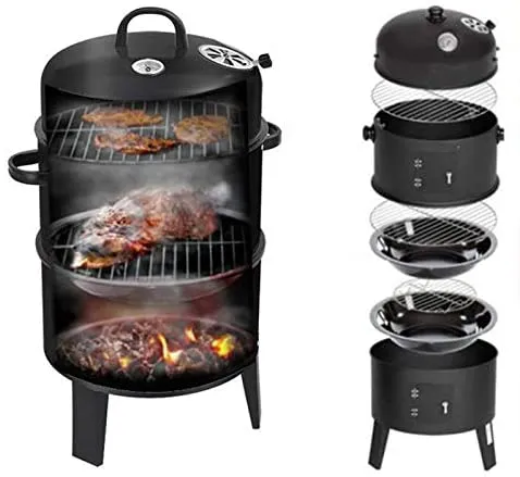 Portable 3-in-1 BBQ Grill: Space-Saving, Party-Friendly, and Travel-Easy with Beer Discount and Charcoal Smoker Function