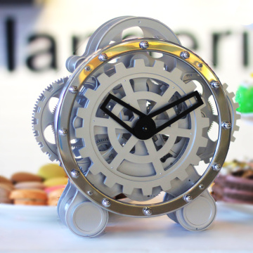 Silver Gear Table Clock Kids Clock