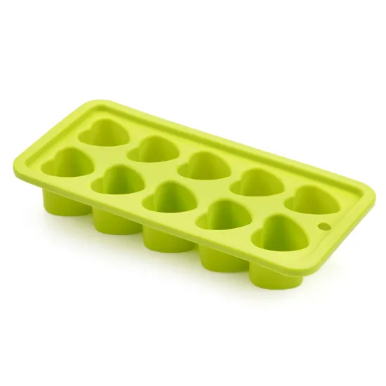 10-Cavity Heart Shaped Silicone Ice Cube Mold: BPA-Free Easy Release for Cocktails and Whiskey Drinks