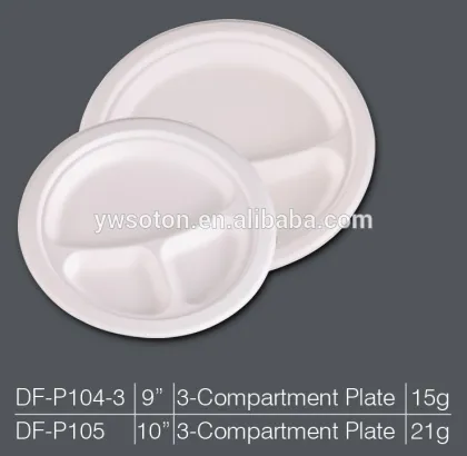 Various sizes Sugarcane fiber disposable paper tableware