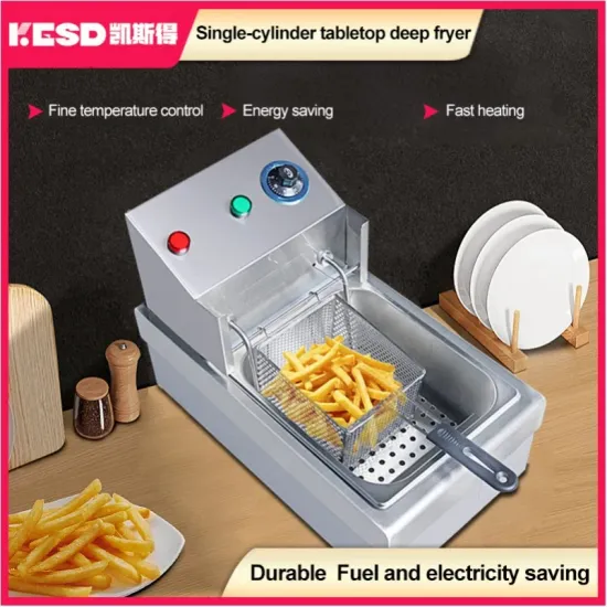 New Type Commercial Electric Deep Fryer Stainless Steel Single Tank Potato Chips Fryer Machine