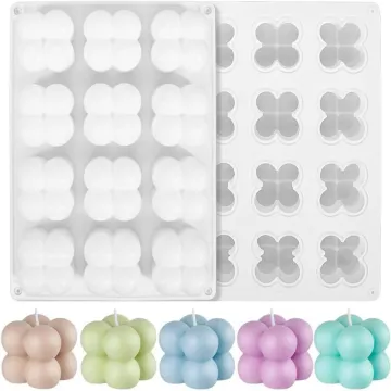 15 Cavity Cube Silicone Mold for Candle Making - Bubble Candle Molds for Soy Wax