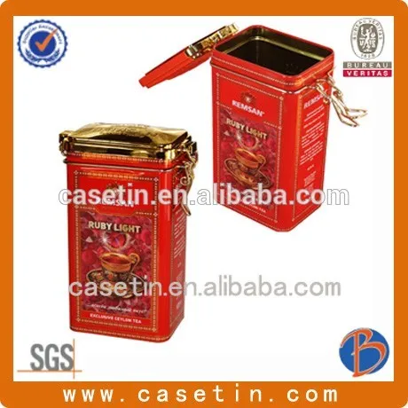 rectangular tea tin box