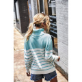 Women`s Turtleneck Stripe Color Knitted Sweater