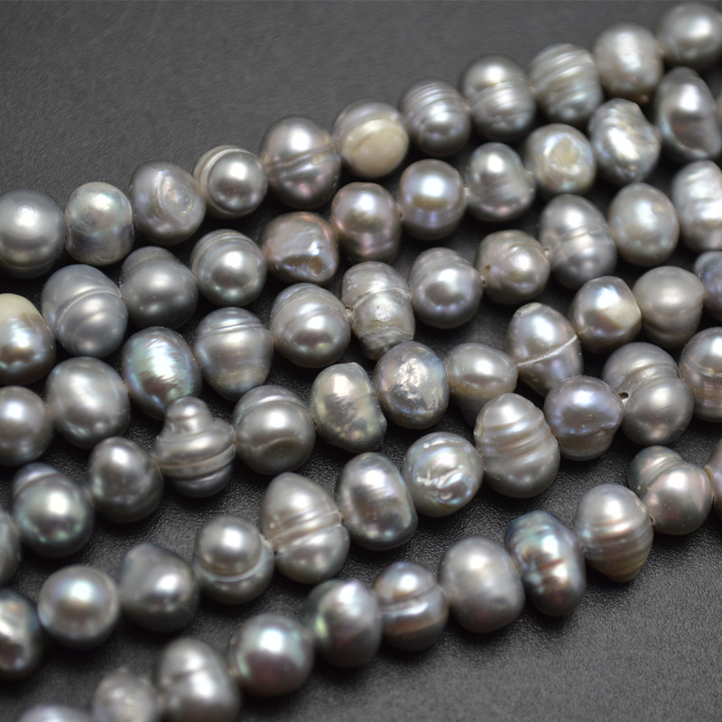 5~6mm Silvery Gray Color Fresh Water Pearl Potato Oval Loose Beads Fashion Jewelry making materials