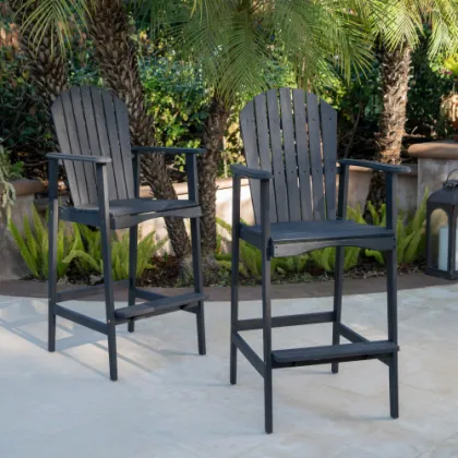 Outdoor Acacia Wood Adirondack Barstools