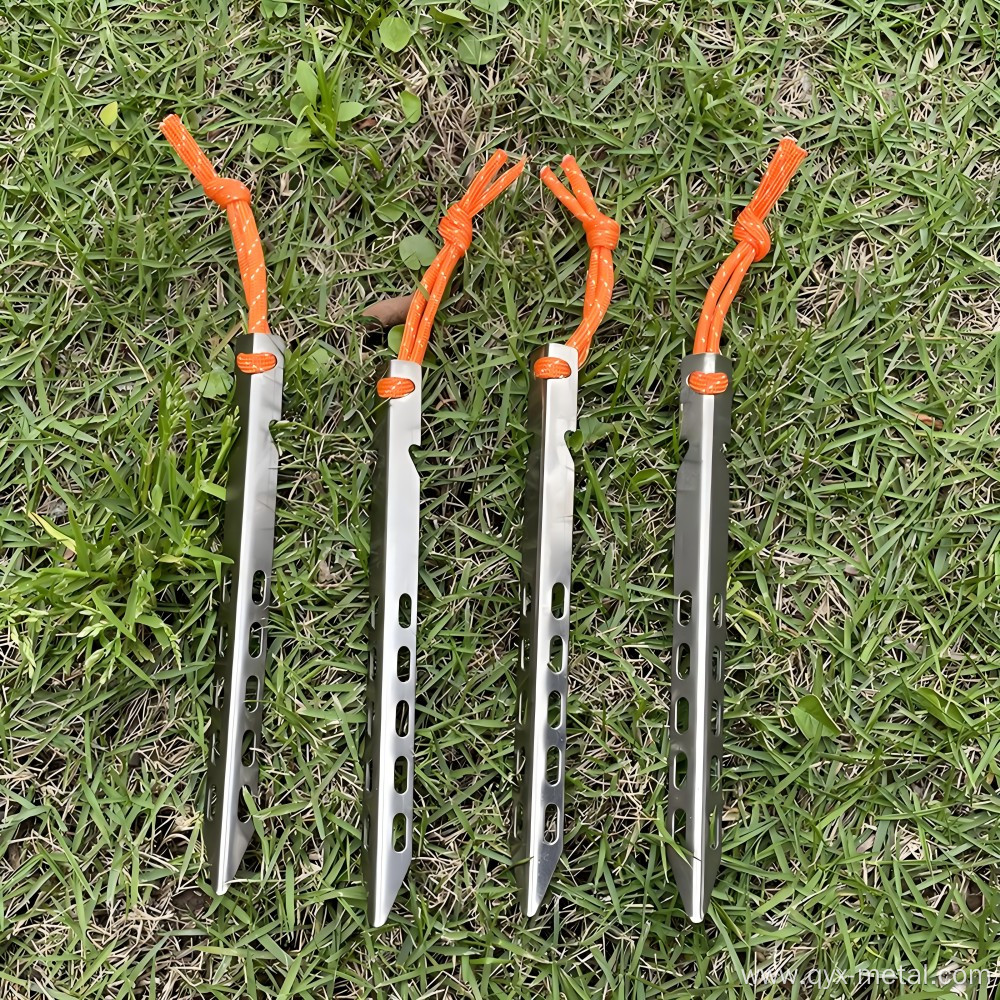 Customized High Strength Camping Titanium Hook Tent Pegs