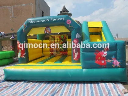 Kids Inflatable Jumping Castles , Robin Hood theme Inflatable bouncy castle with slide