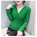 v-neck mesh long sleeve women