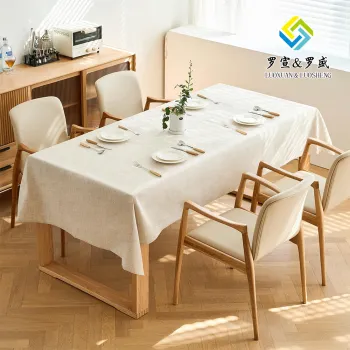 Whiteish Rectangular Tablecloth for Elegant Dining