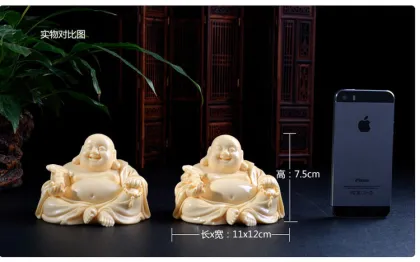 Resin happy gold dust lucky buddha figurine fengshui crafts