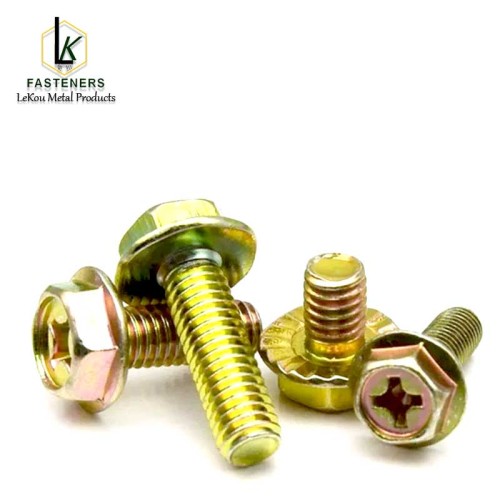 Винт с шестигранной головкой и фланцевой головкой из углеродистой стали, оцинкованный, с крестообразным шлицем