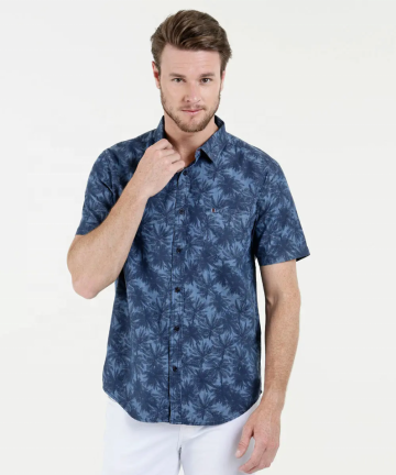 Short sleeve print 100% cotton shirts for men