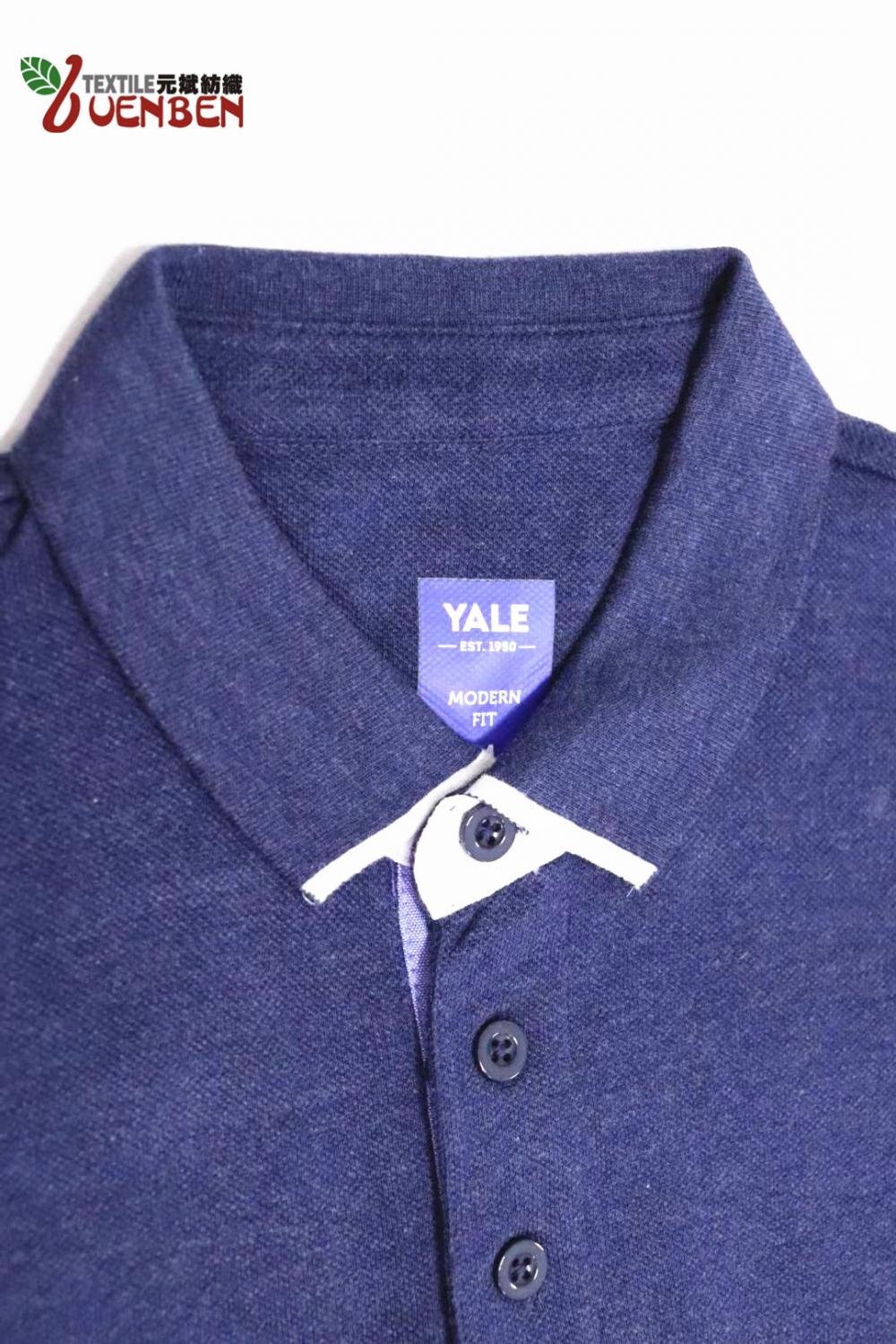 65%Poly 35%Cotton Melange Jersey With Jacquard Collar Shirt