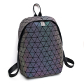 PU Backpacks serba boleh gaya keren wanita ransel rhomb geometri praktikal dan mudah fesyen