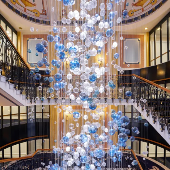 Long Stairs Dreamlike Custom Ball Glass Led Chandelier