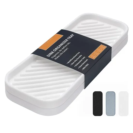 Silicone Sponge Holder: Kitchen Sink Organizer for Soap Dispenser, Scrubber & Towels