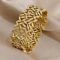 Brazalete de titanio de patrón de hoja de oro ancho