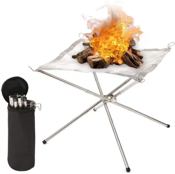 Portable Folding Stainless Steel Outdoor Bonfire Stand Mesh Sheet Fire Pit