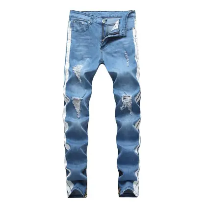 Mens Designer Jeans Long Light Blue