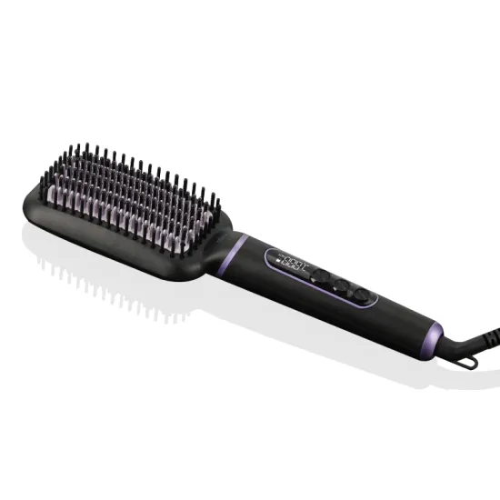 Ionic PTC Heat Straightening Brush - Portable Hair Straightener for Long and Short Hair