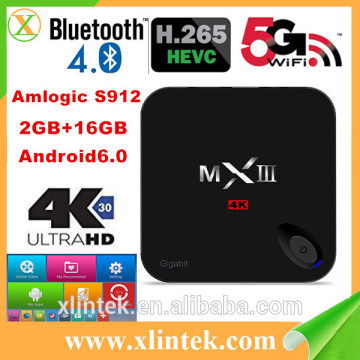 2016 New arrive amlogic S912 octa core 2GB RAM 16GB ROM android 6.0 smart TV Box MXIII-G II