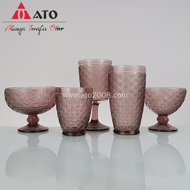 Pressed Wine Glass Engraved Colored Wine Glass Set