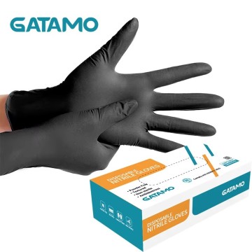Custom Industrial Nitrile Gloves - Powder Free Black Hand Protection