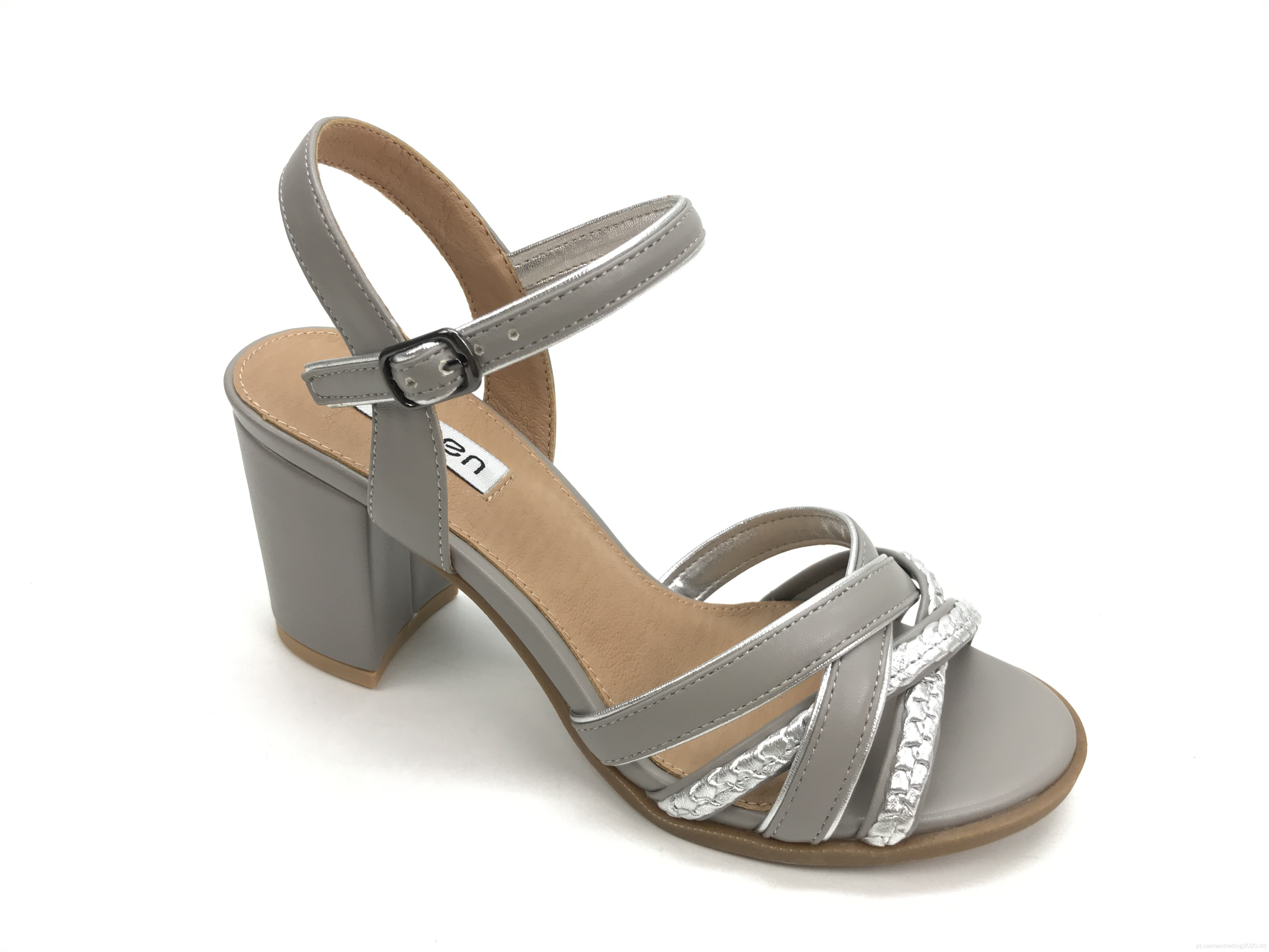 Mulheres Crisscross Strappy Chunky Block Heel Sandal