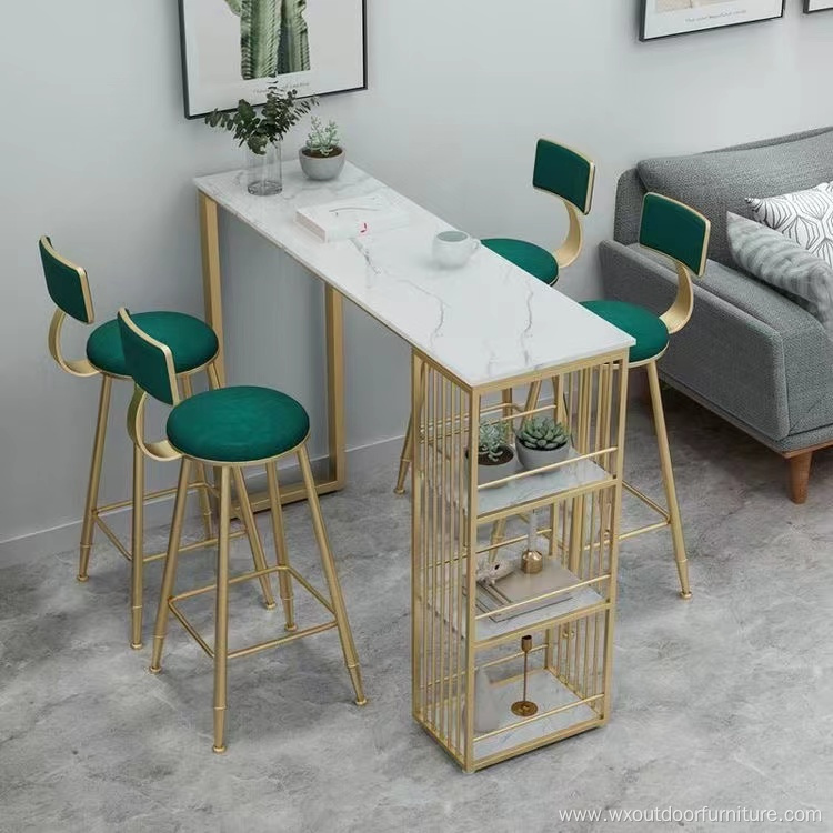 Modern Coffee Cafe Shop Furniture with Cushion high Counter Kitchen Dining Restaurant Velvet Leather Metal Bar Chair