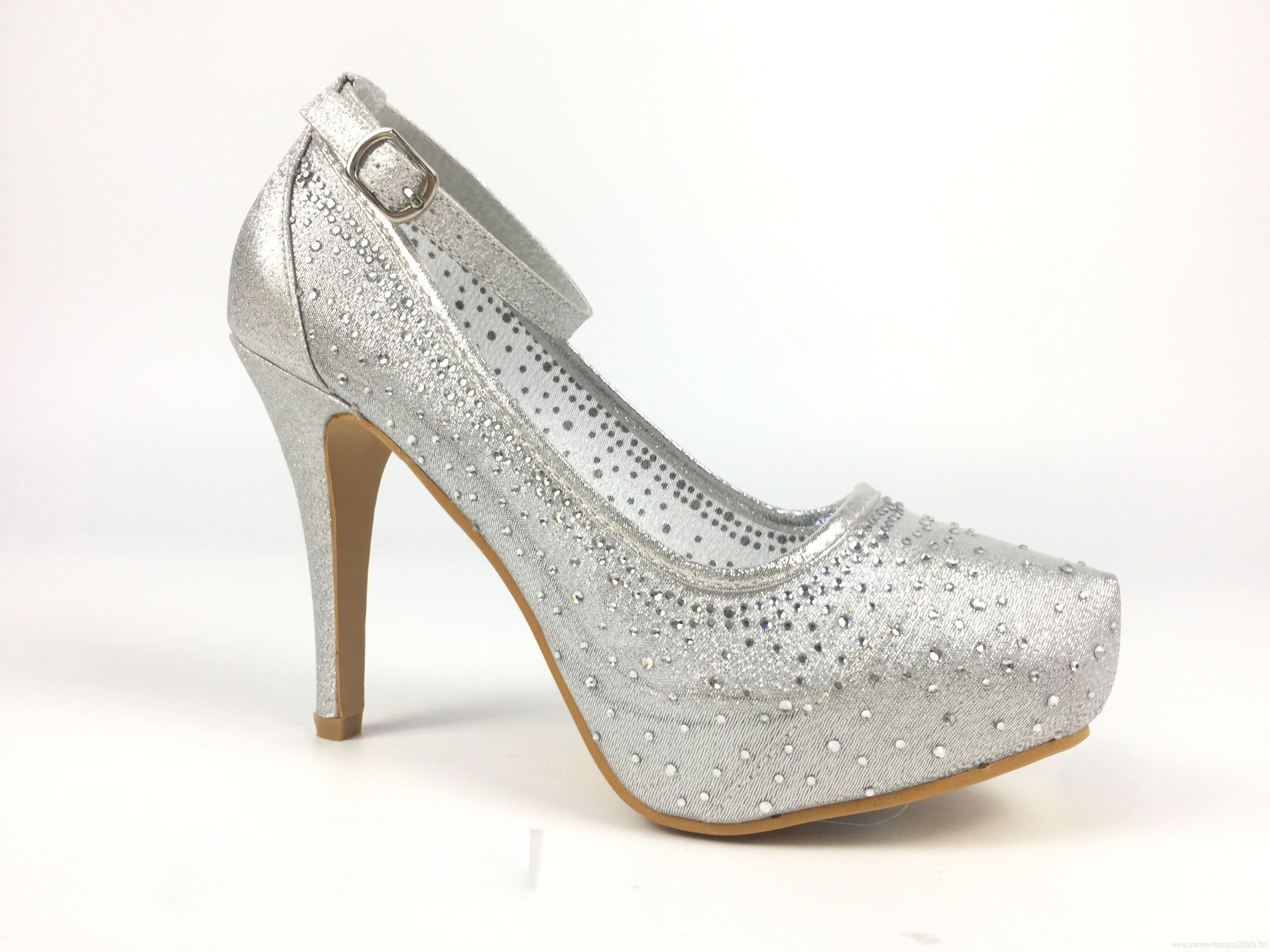 Women's platform heels open-toe Rhinestone mesh bridal shoes