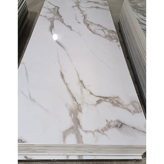 Lembaran marmar UV berkilat tinggi untuk hiasan dinding plastik PVC panel marmar untuk dinding latar belakang